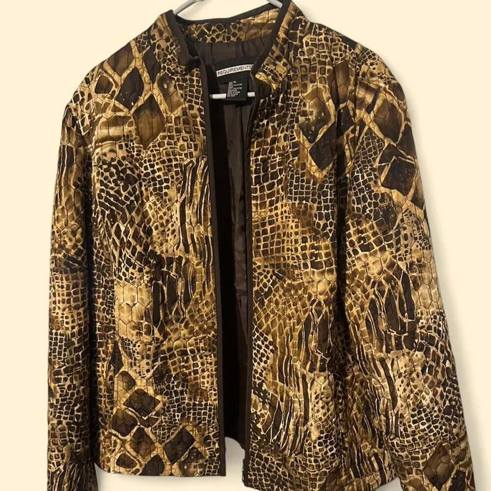 Requirements Animal Print Quilted Jacket